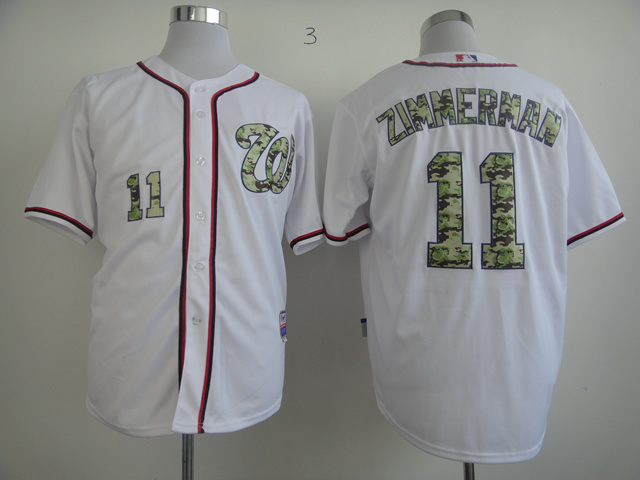 New Washington Nationals #11 Zimmerman White Color Camo Words Jersey