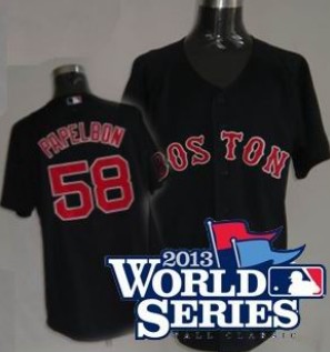 Boston Red Sox #58 Jonathan Papelbon Jersey dark blue w2013 World Series Patch