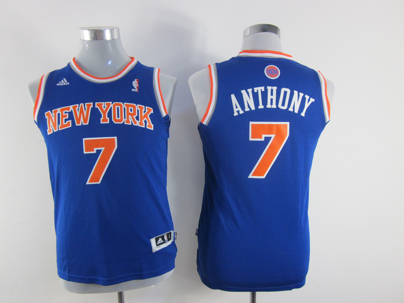 Youth nba New York Knicks 7 Carmelo Anthony Blue(revolution 30 swingman)