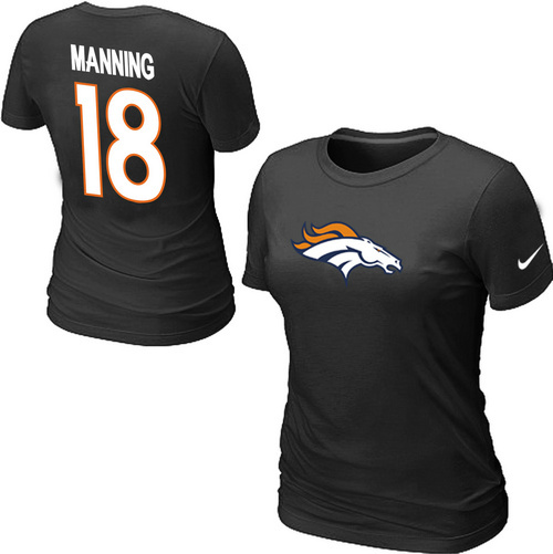  Nike Denver Broncos Peyton 1 8   Manning Name& Number Womens TShirt Black 8 