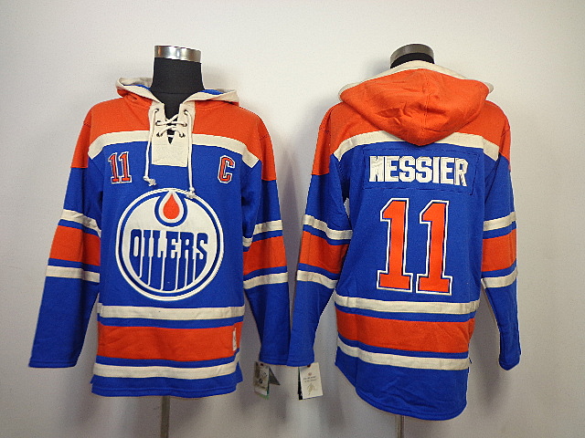 NHL Hoodie Edmonton Oilers #11 Mark Messier sweater Blue and orange