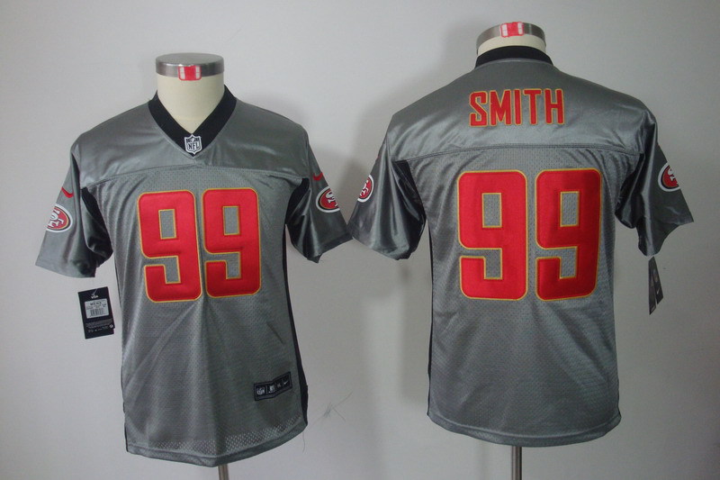 NFL San Francisco 49ers #99 Smith Youth Grey Lights Out Jersey