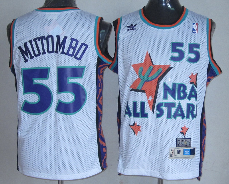 NBA 1995 All Star Denver Nuggets #55 Dikembe Mutombo White Jersey