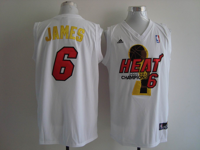 2013 NBA champion Miami Heat #6 James the Finals White Color Jersey