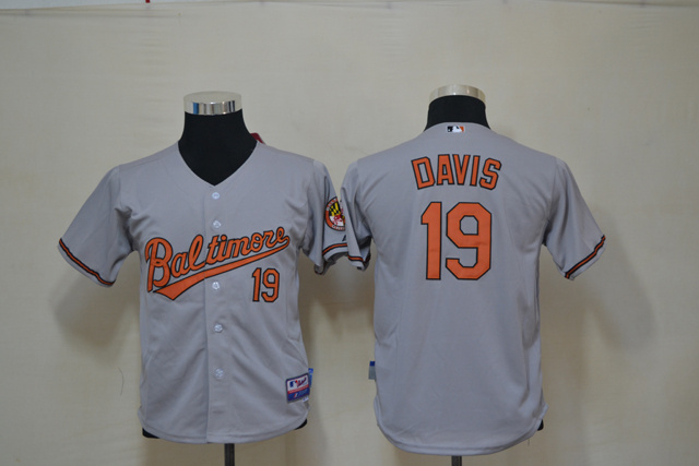 MLB Baltimore Orioles #19 Davis Kids Jersey Grey