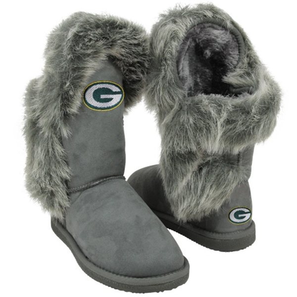 NFL Green Bay Packers Womens Cuce Shoes Ladies Fanatic Boots Gray)