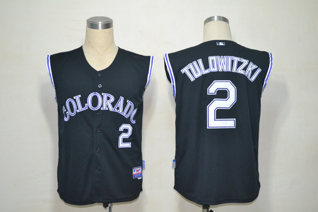 MLB Colorado Rockies #2 Tulowitzki Short Sleeves Jersey - Black