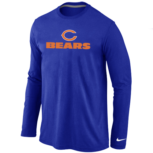 Nike Chicago Bears Authentic Logo Long Sleeve T-Shirt Blue