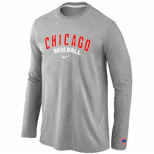 Nike Chicago Cubs Long Sleeve T-Shirt Grey