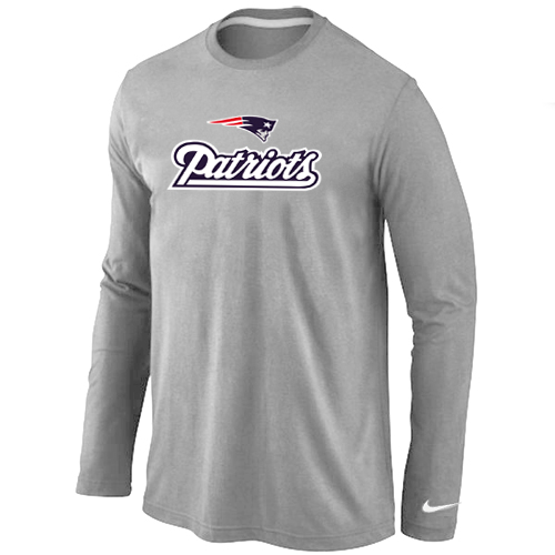 Nike New England Patriots Authentic Logo Long Sleeve T-Shirt Grey