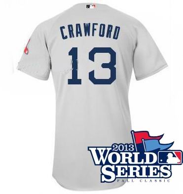 Boston Red Sox 13# Carl Crawford jerseys gray w2013 World Series Patch