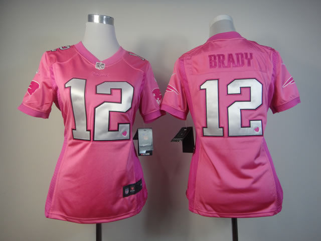 NFL New England Patriots #12 Brady Women Pink Jersey