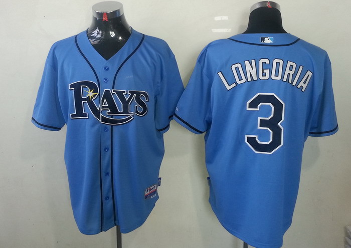 MLB Tampa Bay Rays #3 Longoria Jersey Light Blue