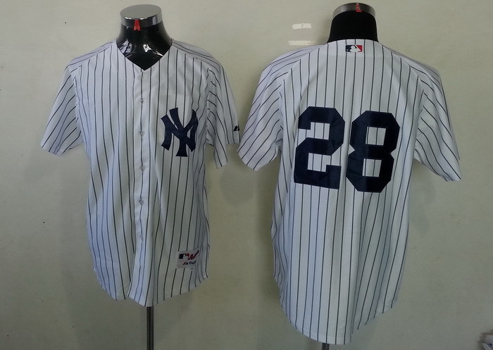 MLB New York Yankee White #28 Jersey