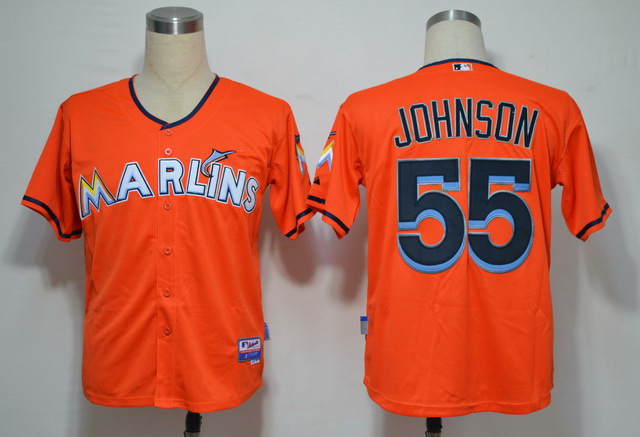 MLB Jerseys Miami Marlins 55 Johnson Orange 2012