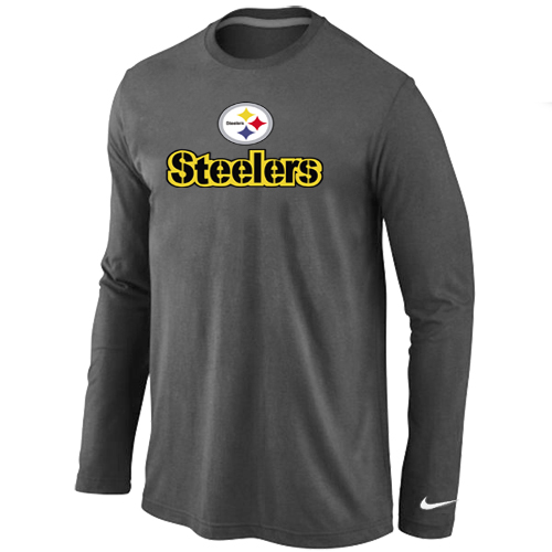 Nike Pittsburgh Steelers Authentic Logo Long Sleeve T-Shirt D.Grey