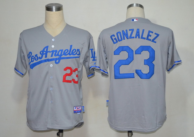 MLB Jerseys Los Angeles Dodgers 23 Gonzalez Grey