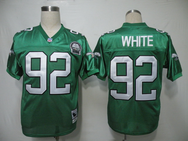 NFL Jerseys Philadelphia Eagle 92 White Throwback Green