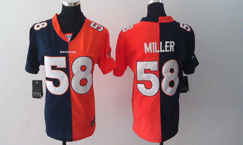 Denver Broncos #58 Miller Women Half and Half Jersey