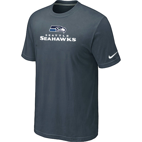  Nike Seattle Seahawks Authentic Logo TShirt Grey 83 