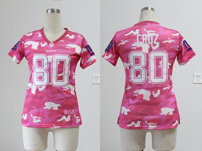 Nike New York Giants #80 Cruz Women Pink Camo Jersey