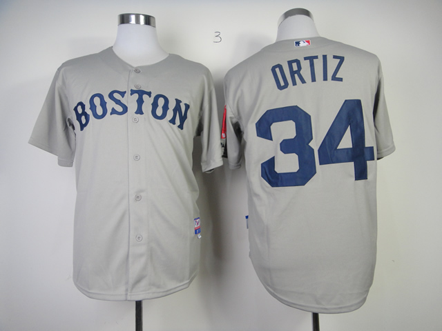 MLB Boston Red Sox #34 David Ortiz Grey Jersey