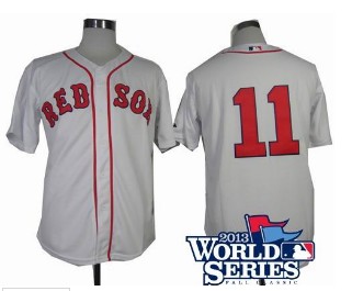 Boston Red Sox 11# Clay Buchholz white cool base jerseys 2013 World Series Patch