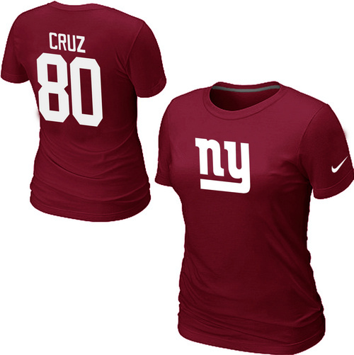  Nike New York Giants Victor Cruz Name& Number Womens TShirt Red 20 