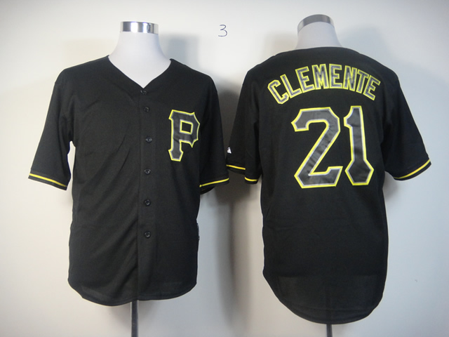 MLB Pittsburgh Pirates 21 Clemente Black Fashion Jerseys