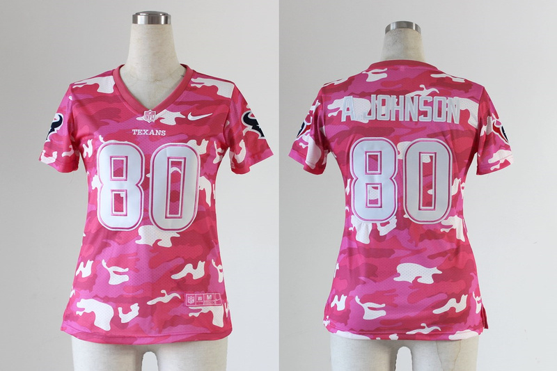 Nike NFL New Houston Texans #80 A.Johnson Women Pink Camo Jersey