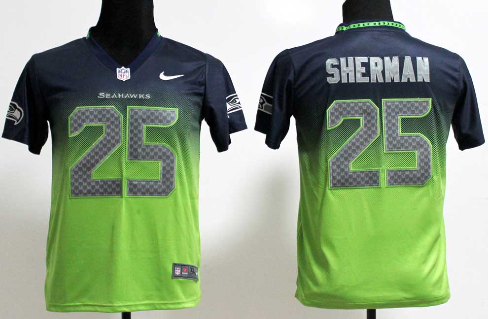 Youth Nike NFL Seattle Seahawks #25 Sherman Fadeaway Drift Fashion Jersey