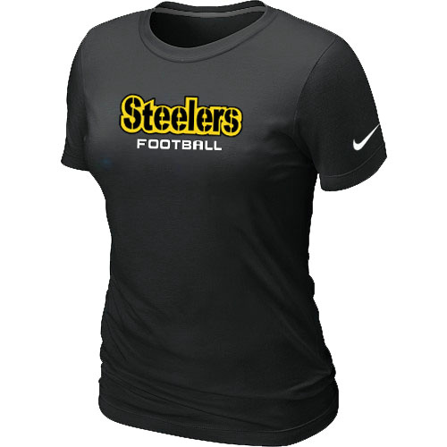  Nike Pittsburgh Steelers Sideline Legend Authentic Font Womens TShirt Black 4 