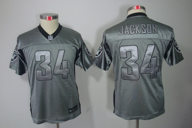 NFL Oakland Raiders #34 Jackson Youth Grey Lights Out Jersey