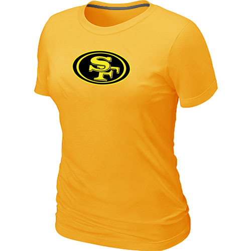  San Francisco 49 ers Neon Logo Charcoal Womens Yellow Tshirt 66 