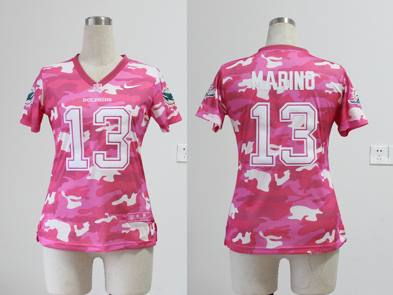 Nike Miami Dolphins #13 Marino Women Pink Camo Jersey