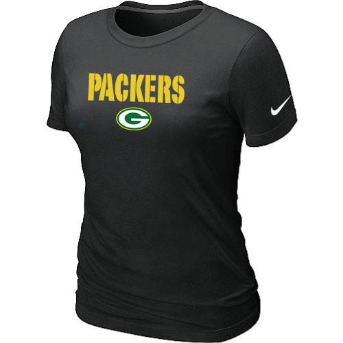  Nike Green Bay Packers Authentic Logo Womens TShirt Black 36 
