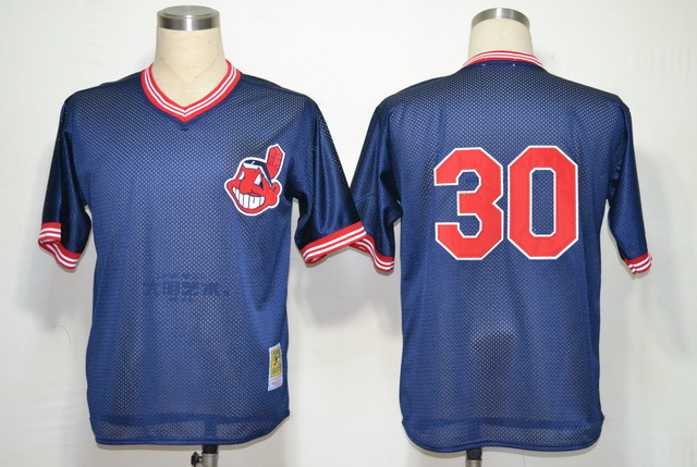 MLB Jerseys Cleveland Indians #30 Joe Carter Blue M&N 1986 BP