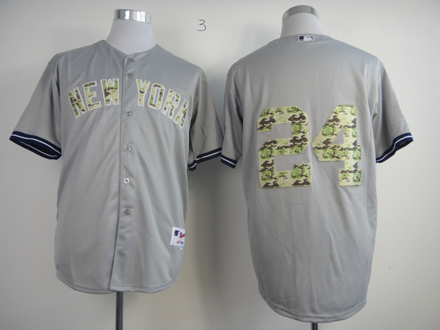 MLB New York Yankees #24 Cano camo letters grey Jersey
