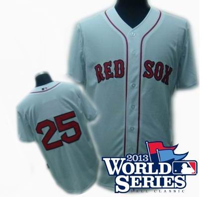 Boston Red Sox #25 Mike Lowell jerseys white w2013 World Series Patch