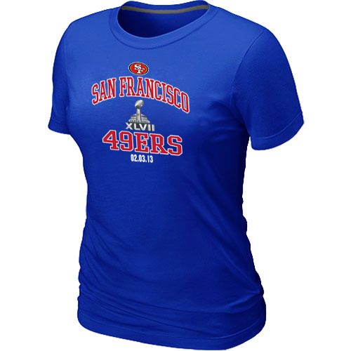  San Francisco 49 ers Super BowlXLVII Heart& Soul Blue Womens TShirt 64 