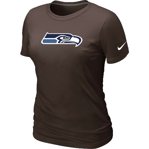  Seattle Seahawks Brown Womens Logo TShirt 54 