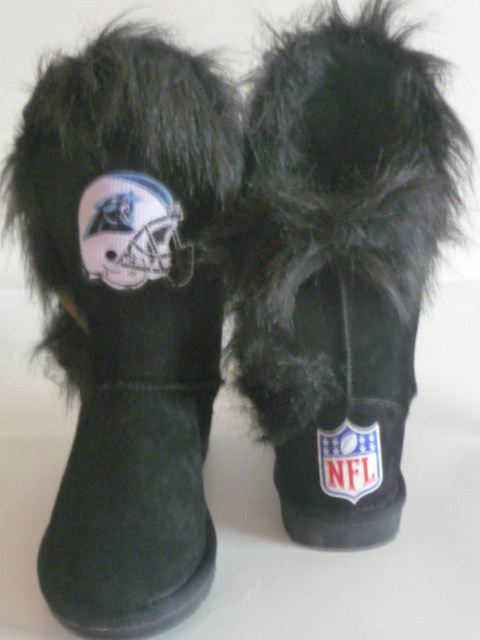 NFL Carolina Panthers Cuce Shoes Womens Cheerleader Boots -Black