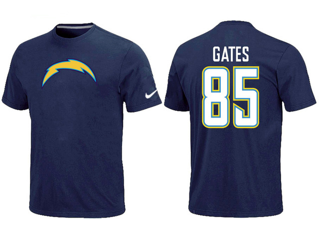  Nike San Diego Chargers 85  Gates Name& Number TShirt D- Blue 17 