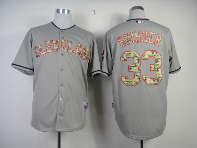 MLB Cleveland Indians #33 Swisher Grey Jersey