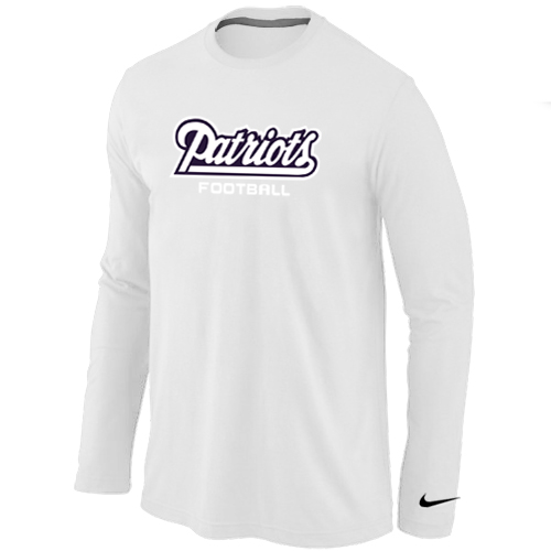 Nike New England Patriots Authentic font Long Sleeve T-Shirt White