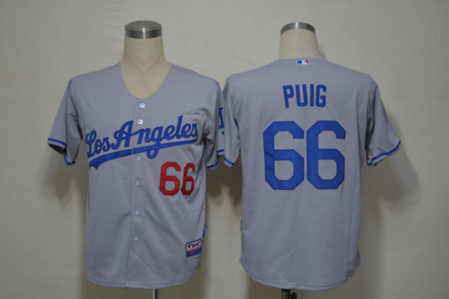 MLB los angeles dodgers #66 PUIG Grey jerseys