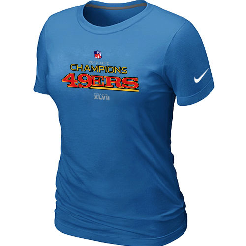  Nike San Francisco 4 9  ers 2012 NFC Conference Champions Trophy Collection Long L-blue Womens TShirt 9 