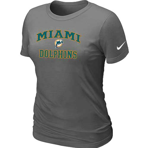  Miami Dolphins Womens Heart& Soul D- Grey TShirt 30 