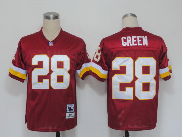 NFL Jerseys Washington Redskins 28 Green Red M&N 1991