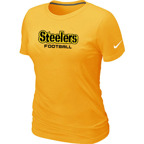  Nike Pittsburgh Steelers Sideline Legend Authentic Font Womens TShirt Yellow 9 